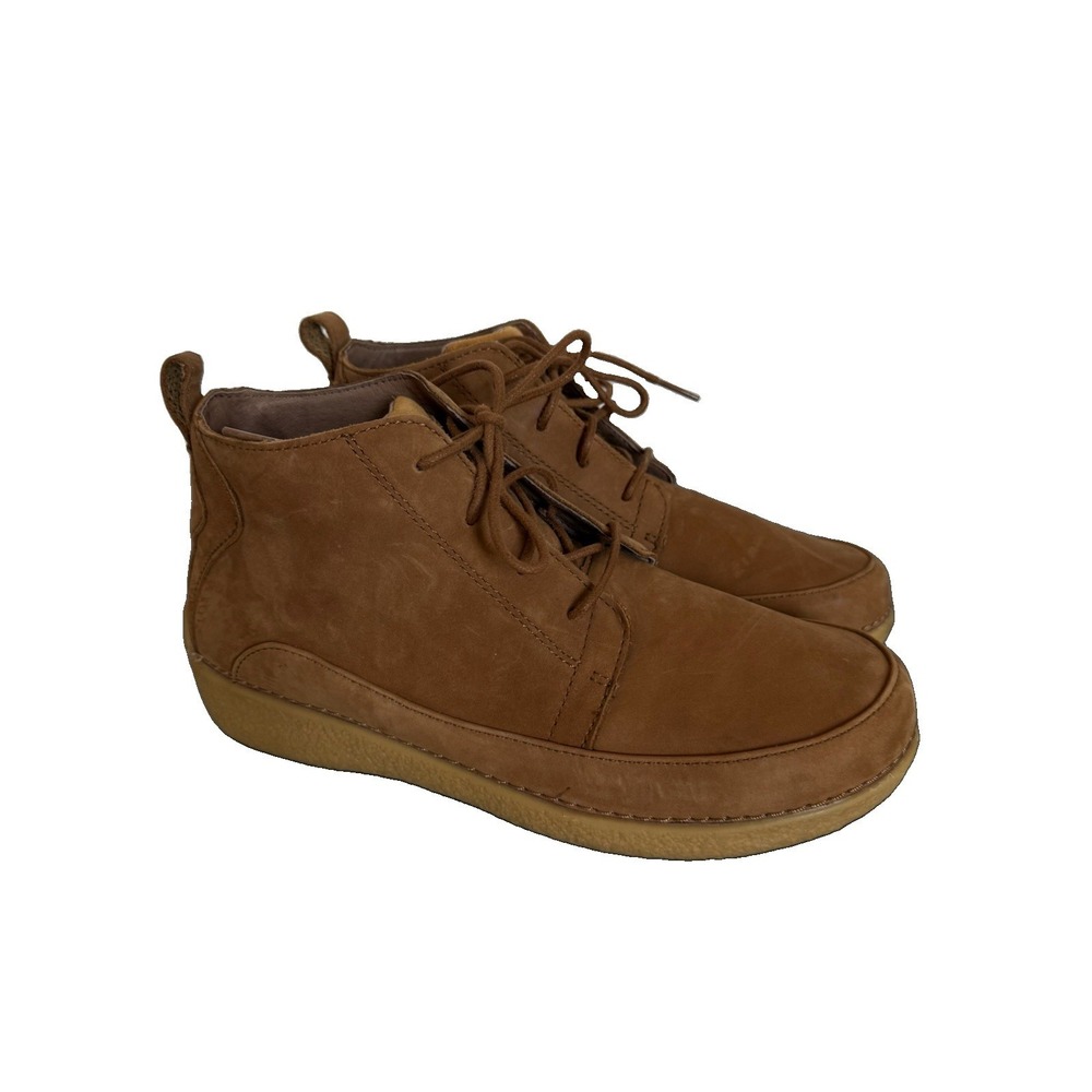 Duluth Trading Co Seneca Falls Leather Laced Ankle Boots Moc Toe Tan Brown W 9.5